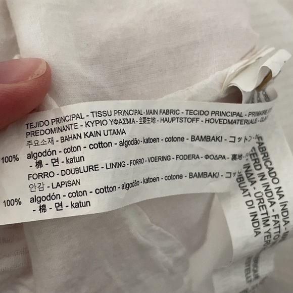Zara White Peasant Embroidered Lightweight Gauzy Mini Dress Pom Poms& pockets M - Picture 10 of 10